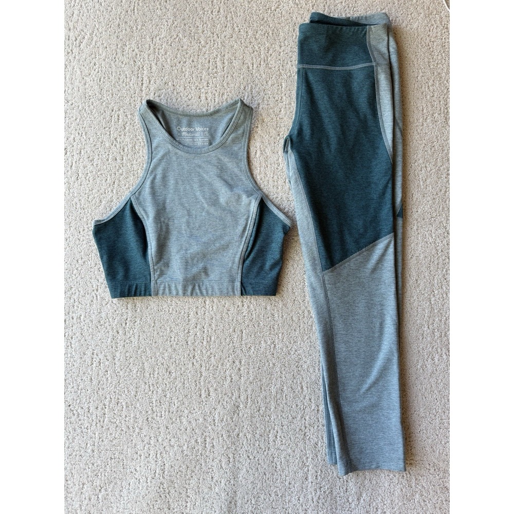 Women's Outdoor Voices Aqua Blue Legging Medium& Sports Bra small Set